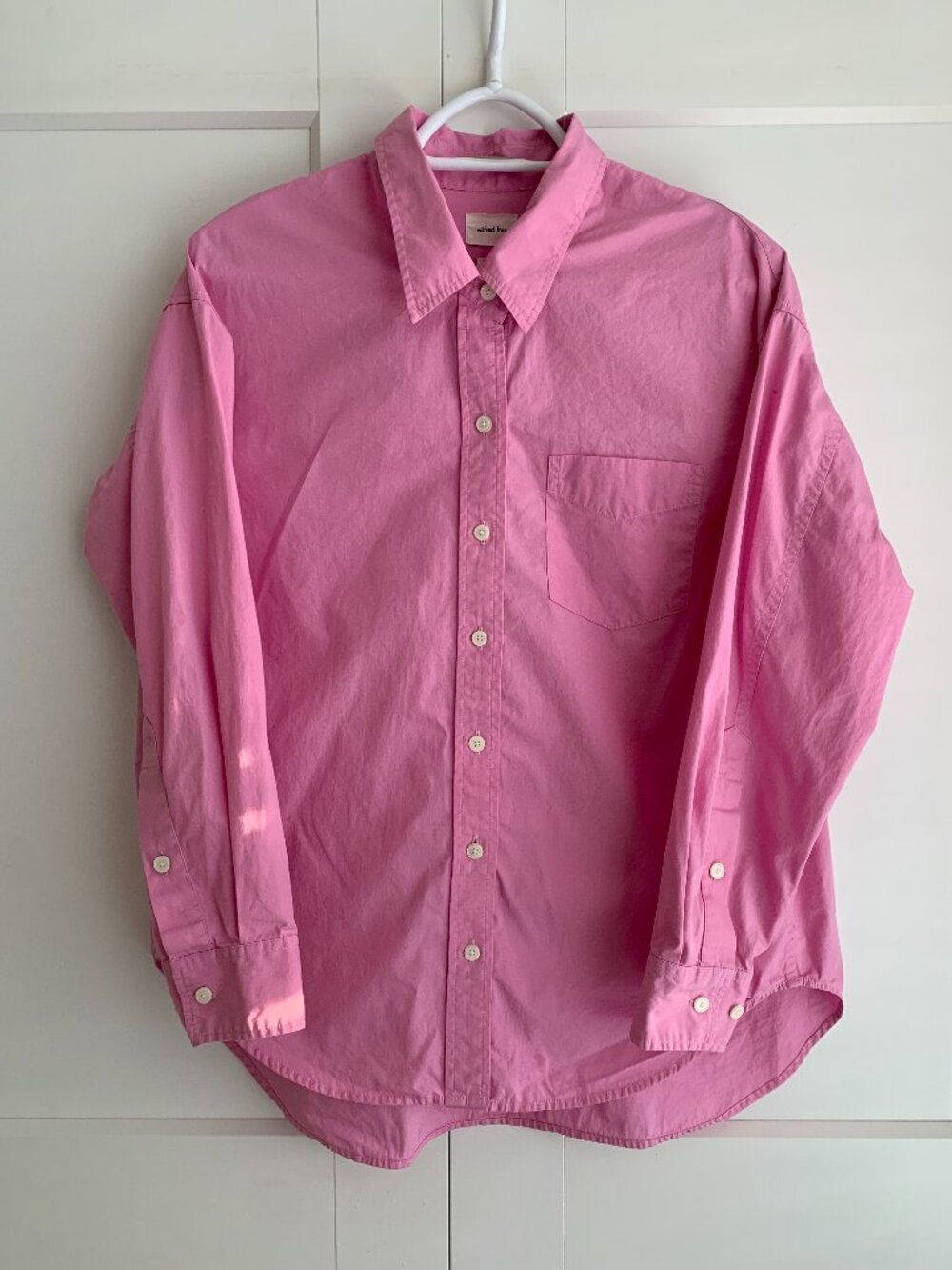 Wilfred Hot Pink Long Sleeve Shirt Size XS Oversized Button Down Shirt